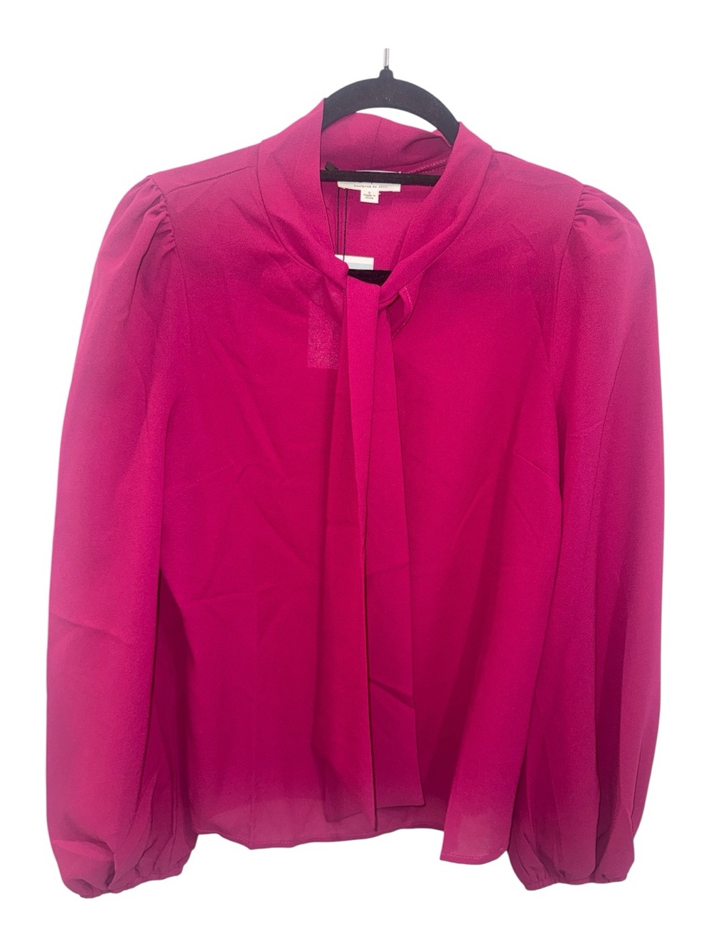 Tie-Neck Long Sleeve Blouse in Fuchsia